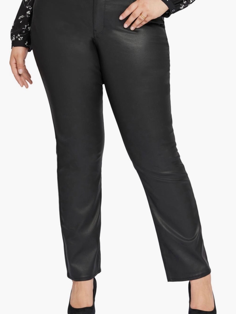 NWOT NYDJ Coated Marilyn Straight-Leg Mid Rise Jeans—Black. Plus Sz 14W